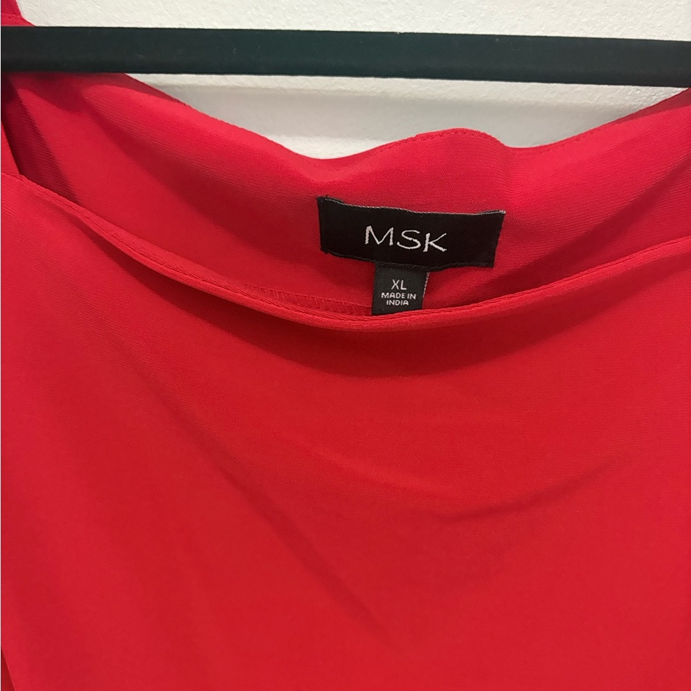 MSK Red Cold Shoulder Midi Dress - Picture 4 of 7